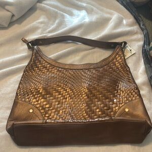 Cole Haan Square Hobo Light Copper Genevieve Woven NEW